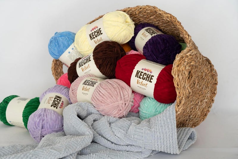 KECHE Velvet Yarn for Crocheting, Soft Chenille Bulky Baby Blanket Amigurumi Yarn 3x100 gr (3x132 yds) (3- Skeins) - Green - Image 2